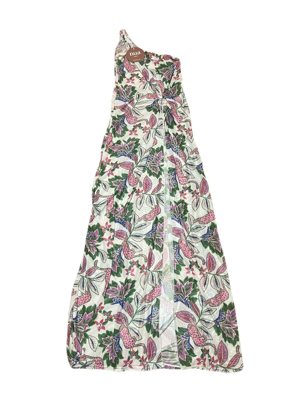 NUA Swim One Shoulder Ring Maxi Dress Swimsuit Coverup in Floral, Women’s Small